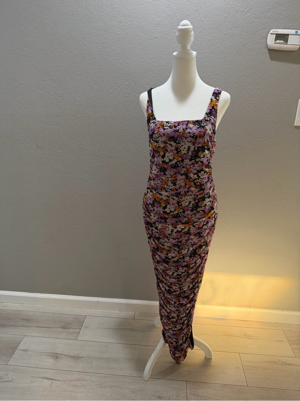 Lulu's Purple Floral Square-Neck Maxi Dress